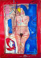 Blue and Red Nude